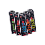 Bullpadel ShockOut vibration dampers in multiple colors red green blue orange yellow front view padel tennis accessory