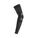 Floky No-Strain compression sleeve in black, front view, padel protective arm gear