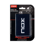 Nox wristband navy blue front view padel tennis accessory in retail packaging